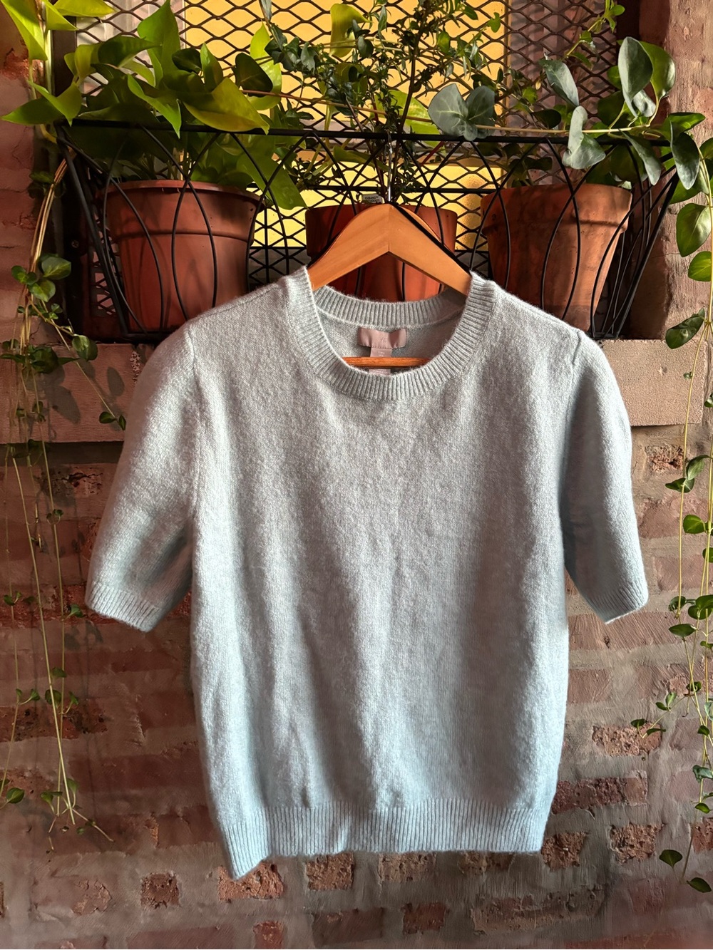 H&M Mint Blue / Green / Gray Short-Sleeved Sweater • Women’s Small
